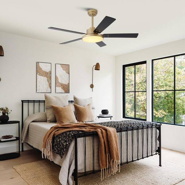 Vaczon 52 In. Indoor Color Changing Integrated LED Gold 6-Speed DC Ceiling Fan With Light And Remote Control