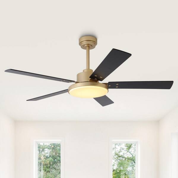 Vaczon 52 In. Indoor Color Changing Integrated LED Gold 6-Speed DC Ceiling Fan With Light And Remote Control
