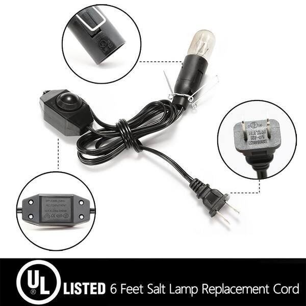 Betus 6 Ft. 110-Volt US Salt Lamp Cord W/ Dimmer Control Power Cord W/ Dim Switch Clip For All Himalayan Crystal Salt Lamps