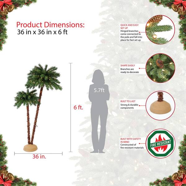 Puleo International 6 Ft. Prelit Artificial Palm Tree With 175 UL-Listed Lights