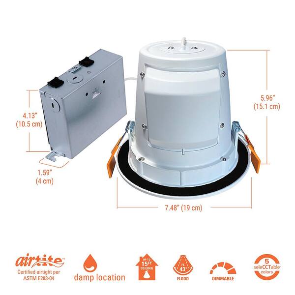 HALO 6 In. Selectable CCT 2700K To 5000K Integrated LED White Recessed Light Sloped Ceiling Trim LED Direct Mount Module