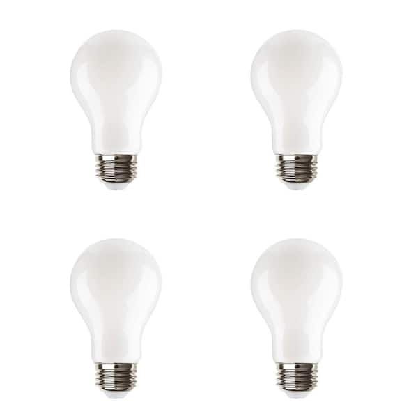 EcoSmart 60-Watt Equivalent A19 Dimmable LED Light Bulb True White (4-Pack)
