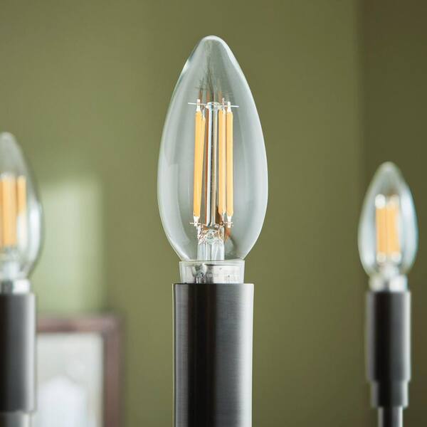 EcoSmart 60-Watt Equivalent B11 Dimmable Candelabra ENERGY STAR Clear Glass LED Vintage Edison Light Bulb Bright White (3-Pack)