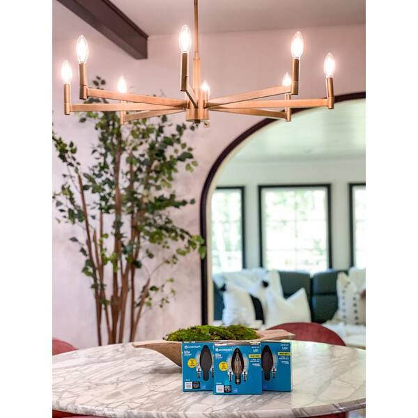 EcoSmart 60-Watt Equivalent B11 Dimmable E12 Candelabra ENERGY STAR Clear Glass LED Vintage Edison Light Bulb Soft White (3-Pack)