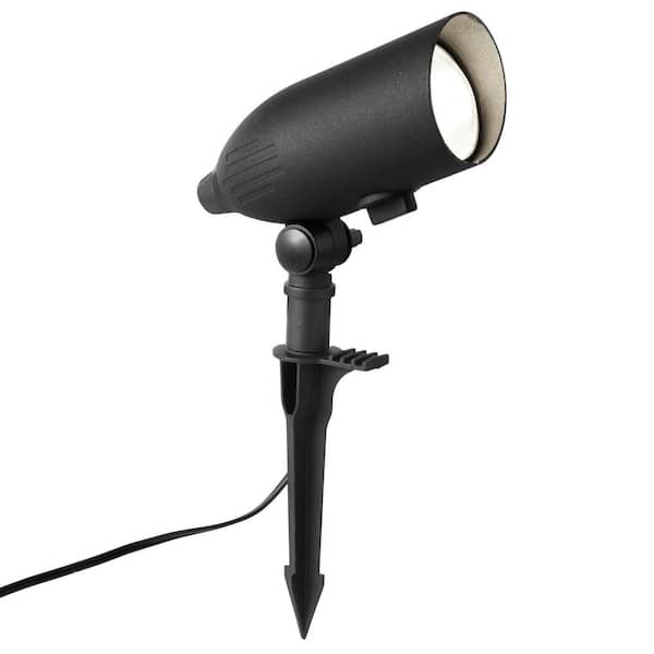 Hampton Bay 640/1130 Lumens Black Hardwired Low Voltage LED Adjustable Light Color Outdoor Spotlight or Flood Light with Clear Lens