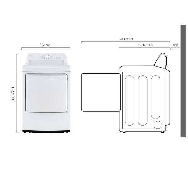 LG 7.3 Cu.Ft. Vented Electric Dryer In White With Sensor Dry Technology