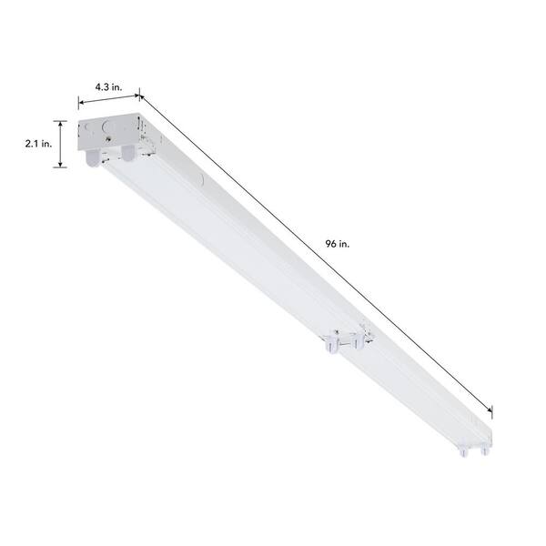EnviroLite 8 Ft. White Strip Fixture LED Ready For 4 T8 Type B Double End Powered LED Tubes