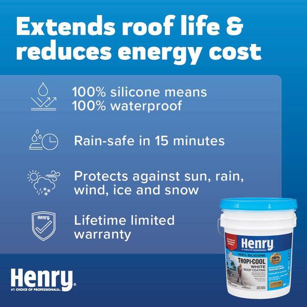 Henry 887 Tropi-Cool White 100% Silicone Reflective Roof Coating 4.75 Gal