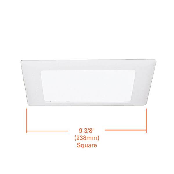 HALO 9 In. White Recessed Ceiling Light Square Trim With Glass Albalite Lens