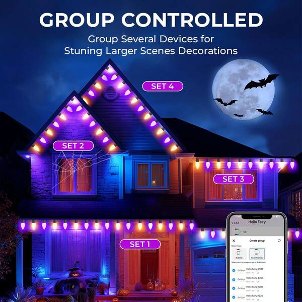 AVATAR CONTROLS 99 Ft. Smart String Lights Extendable C9 DIY Color Changing APP Remote Controlled Music Timer 150 LED