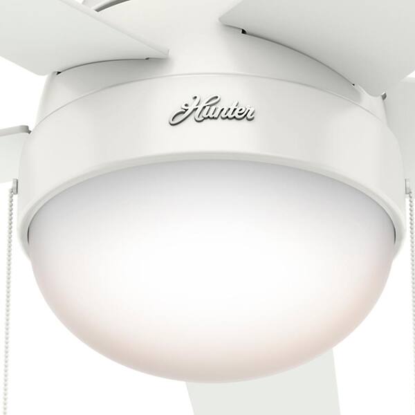 Hunter Anslee 46 In. Fresh White Low Profile Indoor Ceiling Fan With LED Light Kit And Pull Chain