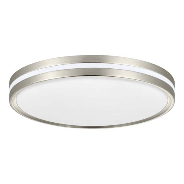Hampton Bay Ashburrow 15 in. Light Brushed Nickel Adjustable CCT Integrated LED Ceiling Flush Mount Fixture with Night Light