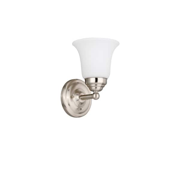 Hampton Bay Ashhurst 1-Light Brushed Nickel Wall Sconce with Switch