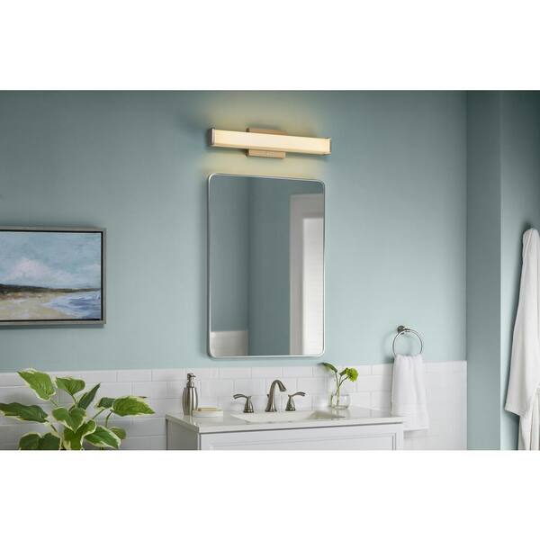 Hampton Bay Astrid 23 In. 1-Light Brushed Nickel LED 5CCT Vanity Light With Frosted Glass And Sensor Operated Night Light