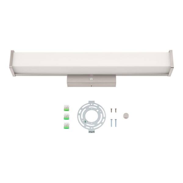 Hampton Bay Astrid 23 In. 1-Light Brushed Nickel LED 5CCT Vanity Light With Frosted Glass And Sensor Operated Night Light