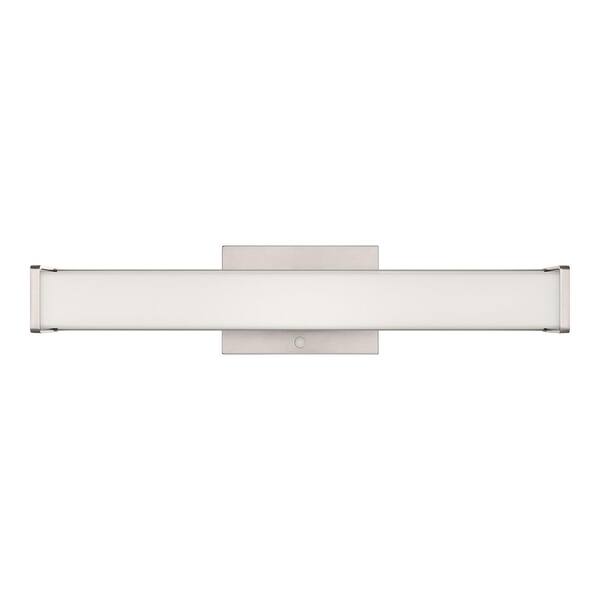 Hampton Bay Astrid 23 in. 1-Light Brushed Nickel LED 5CCT Vanity Light with Frosted Glass and Sensor Operated Night Light