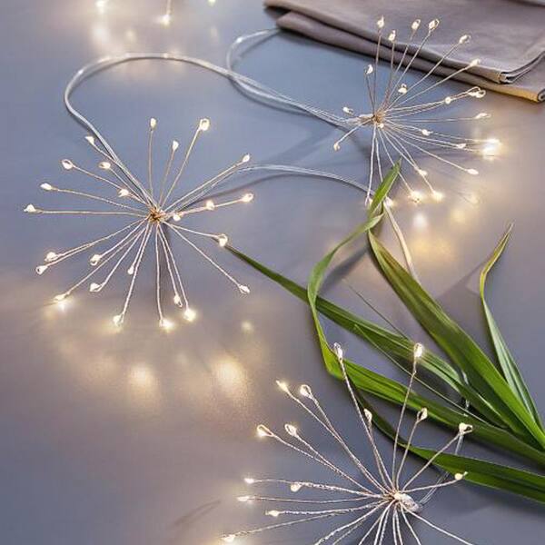 LUMABASE Battery Operated Starburst Garland String Lights With Soft White Lights