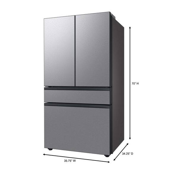 Samsung Bespoke 29 Cu. Ft. Standard Depth 4-Door French Door Smart Refrigerator In Stainless Steel With Beverage Center