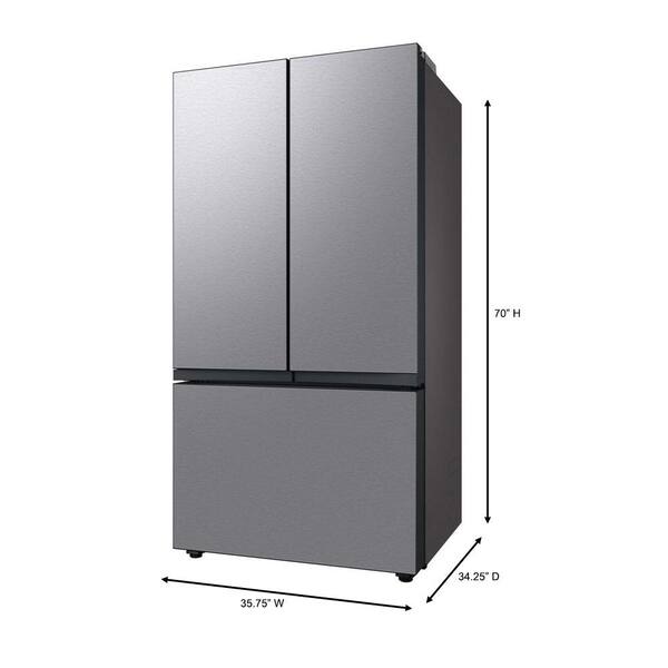 Samsung Bespoke 30 Cu. Ft. Standard Depth 3-Door French Door Smart Refrigerator In Stainless Steel With Beverage Center