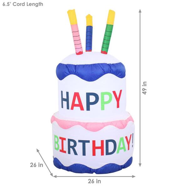Sunnydaze Birthday Cake Outdoor Inflatable Decoration