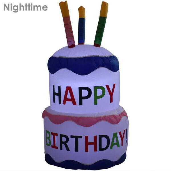 Sunnydaze Birthday Cake Outdoor Inflatable Decoration