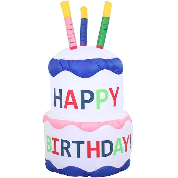 Sunnydaze Birthday Cake Outdoor Inflatable Decoration