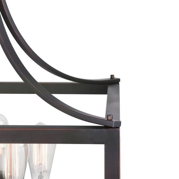 Hampton Bay Boswell Quarter 20 In. 5-Light Distressed Black Farmhouse Pendant For Kitchen Or Entryway