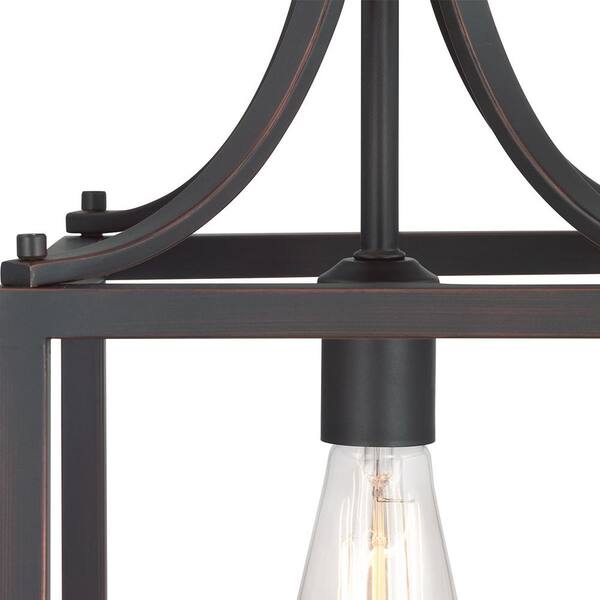 Hampton Bay Boswell Quarter 9-1/2 In. 1-Light Distressed Black Farmhouse Mini-Pendant Kitchen Light