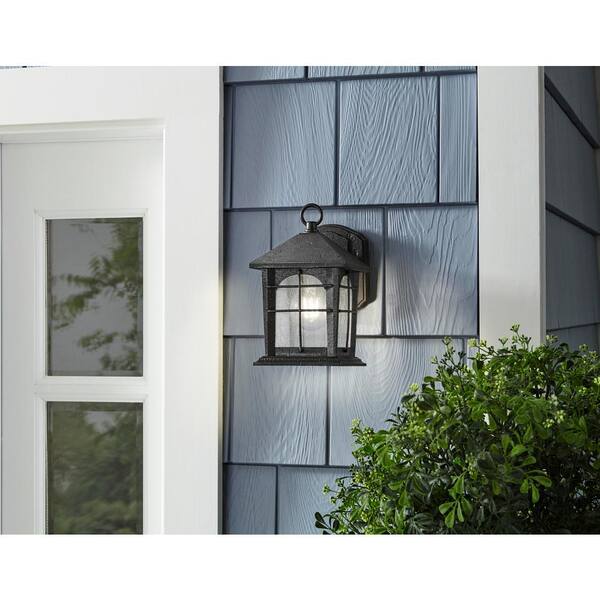 Home Decorators Collection Brimfield 9 In. Aged Iron 1 Light Line Voltage Outdoor Wall Light Sconce With No Bulb Included