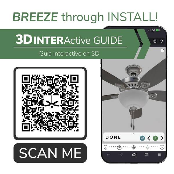 Hunter Builder Deluxe 52 In. Indoor White Ceiling Fan With Light Kit