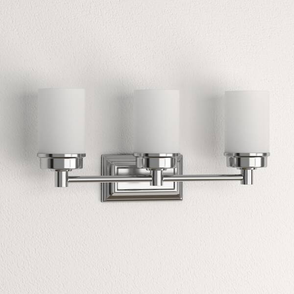 Hampton Bay Cade 20.25 In. 3-Light Brushed Nickel Bathroom Vanity Light Fixture With Frosted Glass Shades