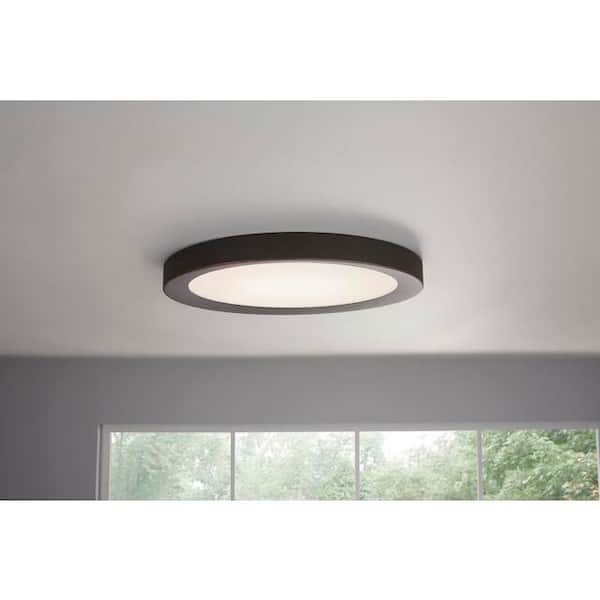 Home Decorators Collection Calloway 15 in. Matte Black Selectable LED Flush Mount