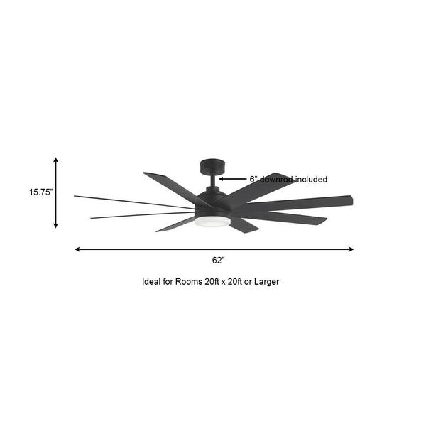Home Decorators Collection Celene II 62 In. Indoor/Outdoor Matte Black DC Motor Ceiling Fan With Adjustable White Integrated LED W/ Remote Included