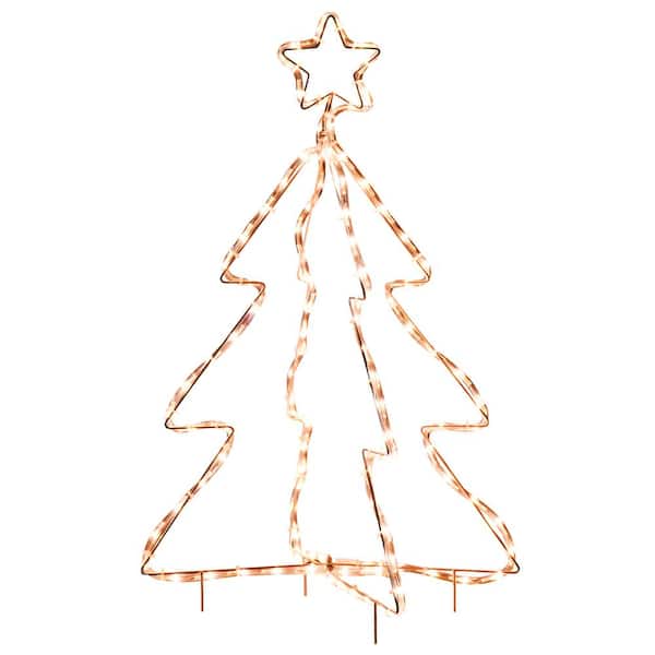 Outsunny Christmas LED Motif Light Christmas Tree Warm White Rope Lighting with Steel Frame Stake Outdoor Ornament Decoration