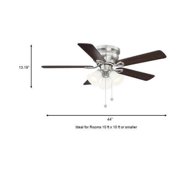 Hampton Bay Clarkston II 44 In. LED Indoor Brushed Nickel Ceiling Fan With Light Kit