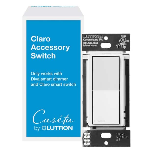 Lutron Claro Smart Accessory Switch only for use with Diva Smart Dimmer Switch/Claro Smart Switch White (DVRF-AS-WH)