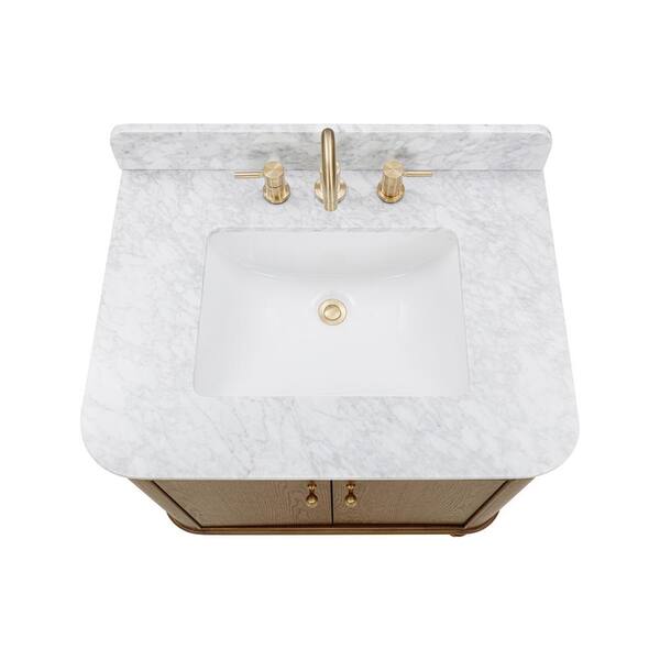 Home Decorators Collection Collette 30 In. Single Sink Cinnamon Oak Bath Vanity With White Carrara Marble Top (Assembled)