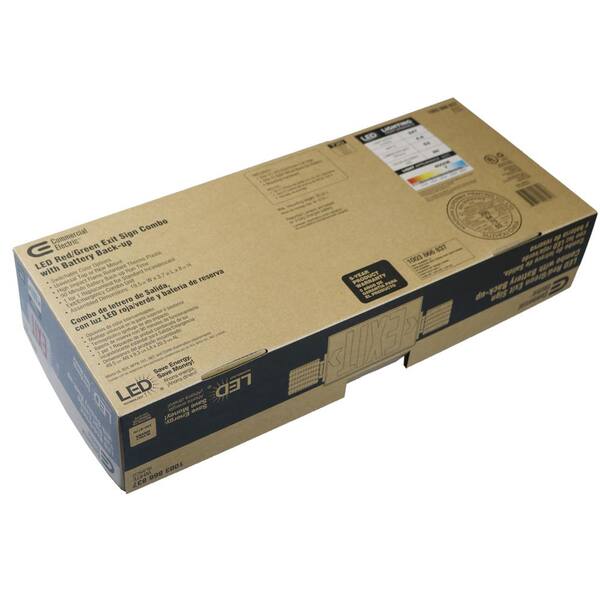 Commercial Electric Combo 14-Watt Equivalent Integrated LED White Exit Sign And Emergency Light With Ni-Cad 9.6-Volt Battery