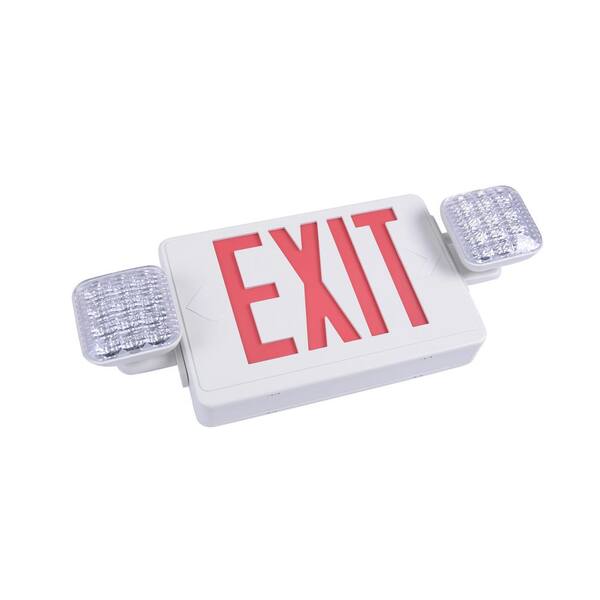 Commercial Electric Combo 14-Watt Equivalent Integrated LED White Exit Sign And Emergency Light With Ni-Cad 9.6-Volt Battery