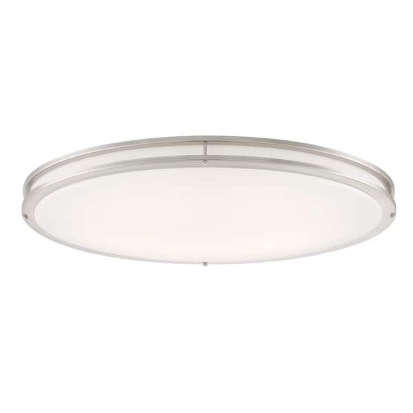 Commercial Electric Commercial Electric 32 in. Modern Brushed Nickel Dimmable Integrated LED Flush Mount for Kitchens