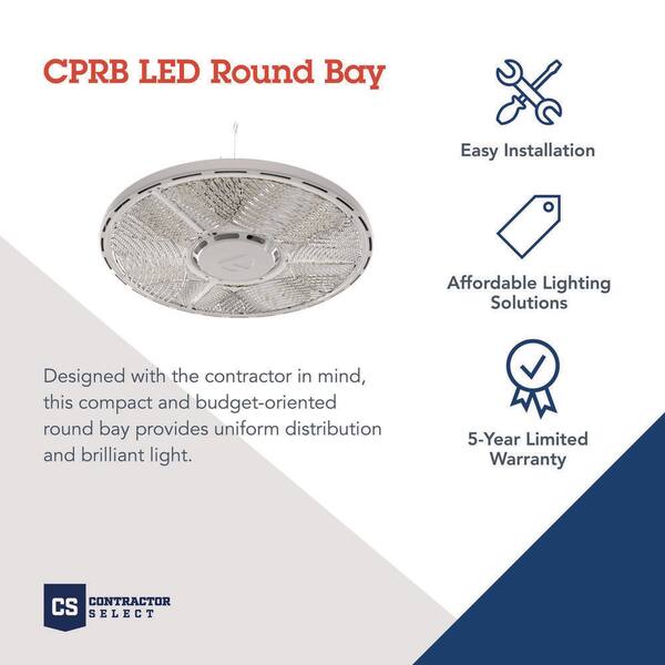 Lithonia Lighting Contractor Select CPRB 400-Watt Equivalent Integrated LED White High Bay Light Fixture Switchable CCT