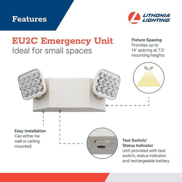 Lithonia Lighting Contractor Select EU2C 120/277-Volt Integrated LED White Emergency Light Fixture With Battery