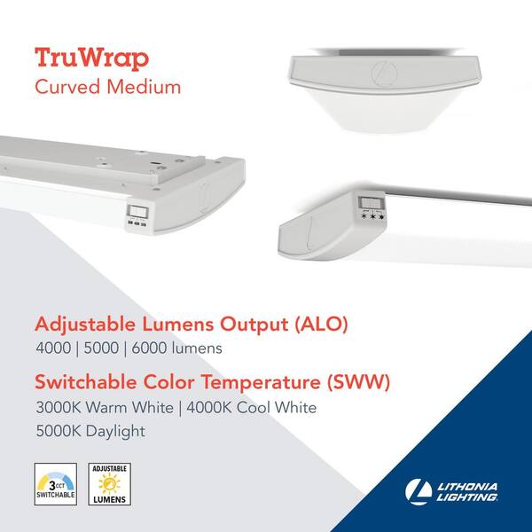 Lithonia Lighting Contractor Select TRUM Adjustable Lumen Integrated LED White Wraparound Light Fixture With Switchable Color Temperatures