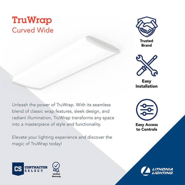 Lithonia Lighting Contractor Select TRUW Adjustable Lumen Integrated LED White Wraparound Light Fixture With Switchable Color Temperatures