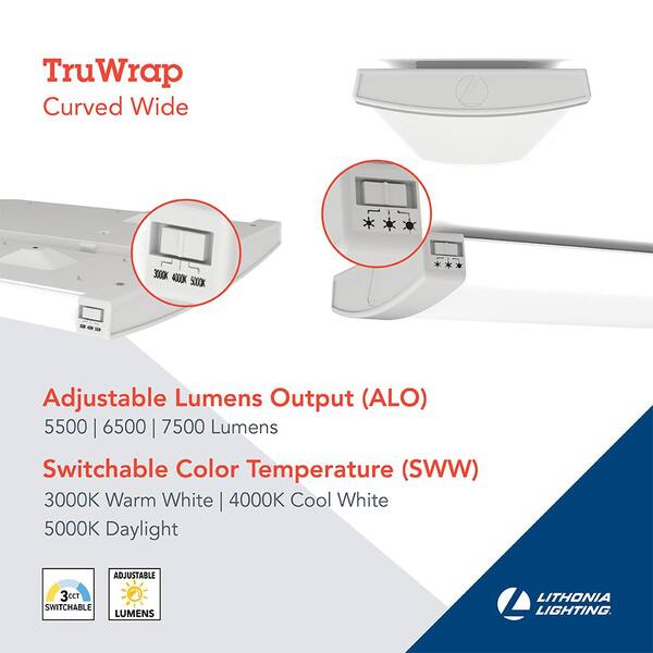 Lithonia Lighting Contractor Select TRUW Adjustable Lumen Integrated LED White Wraparound Light Fixture With Switchable Color Temperatures