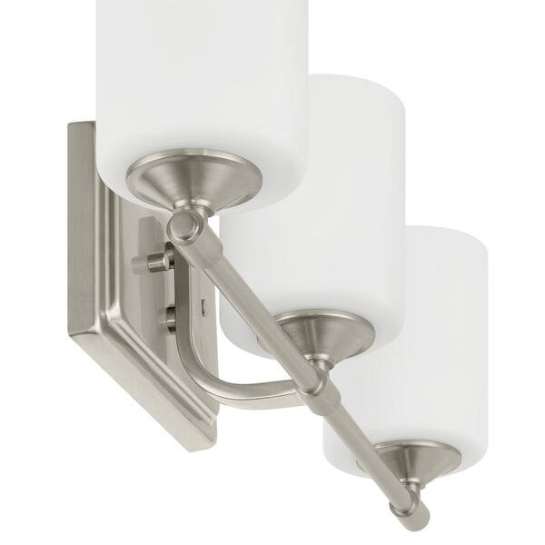 Hampton Bay Darlington 20.88 In. 3-Light Brushed Nickel Vanity Light With Frosted Opal Glass Shades