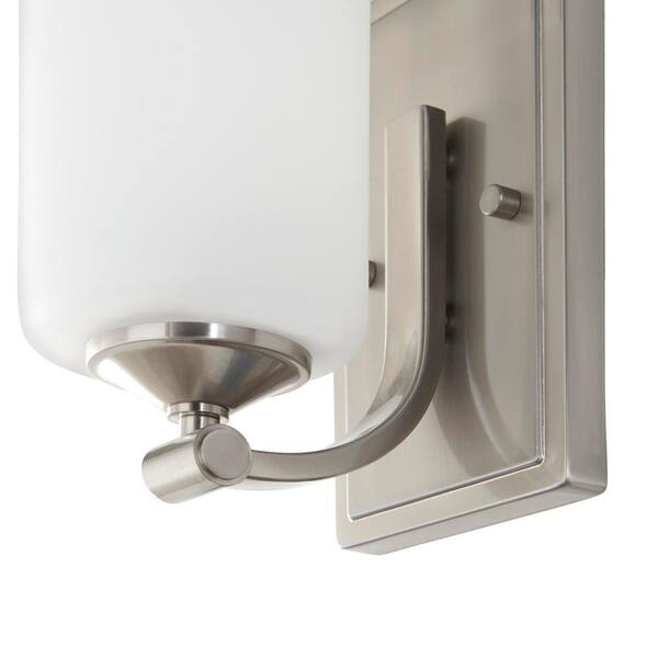 Hampton Bay Darlington 4.5 In. 1-Light Brushed Nickel Transitional Wall Sconce With Frosted Opal Glass Shade