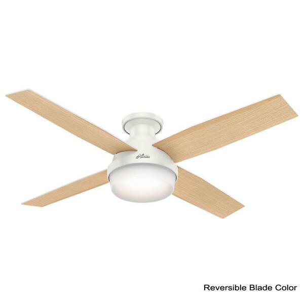 Hunter Dempsey 52 In. Fresh White Low Profile Indoor Ceiling Fan With LED Light Kit And Handheld Remote