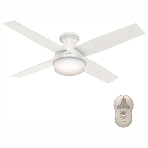 Hunter Dempsey 52 in. Fresh White Low Profile Indoor Ceiling Fan with LED Light Kit and Handheld Remote
