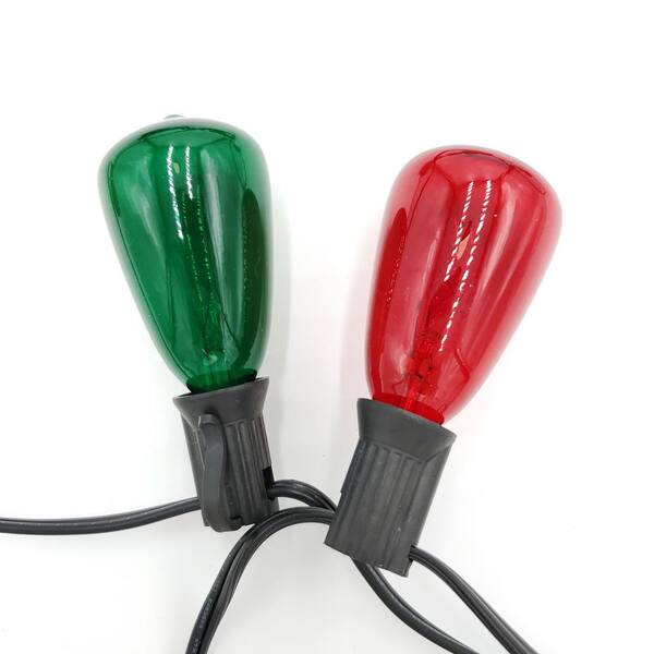 LUMABASE Electric String Lights With 10 Red And Green Edison Lights